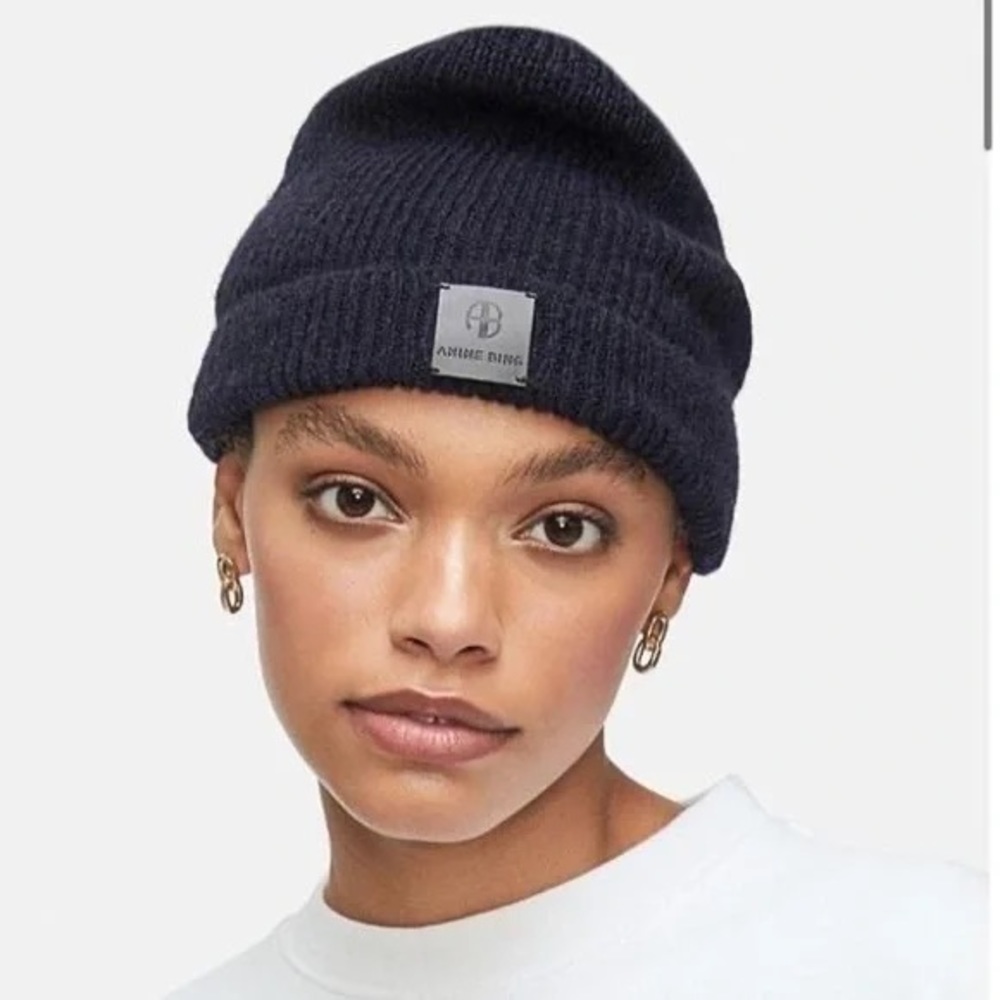 Anine Bing Navy Wool Beanie